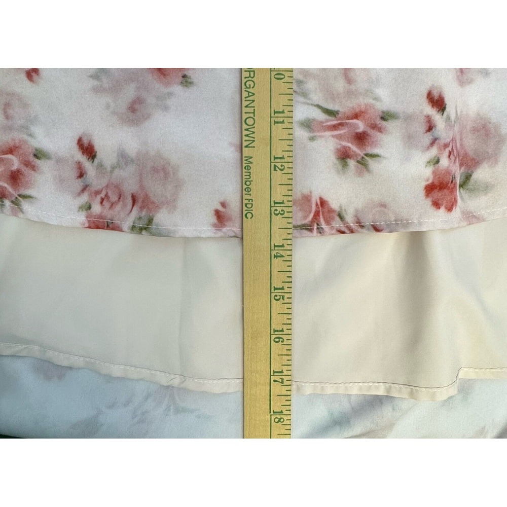 Pink Floral Skirt Womens Small Feminine Flowing Sheer Layer Over Satin Like Slip - Picture 7 of 10